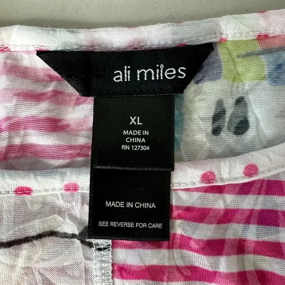 Ali Miles Patchwork Tunic Top Size XL Striped Geometric Artsy Lightweight - Picture 4 of 11